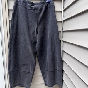 Citron Bleu W XL Charcoal Gray wash Wide barrel Leg Crop elastic waist